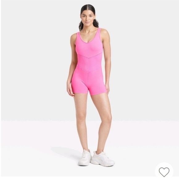 JoyLab Bright Pink Bodysuit with Pads - Picture 1 of 9